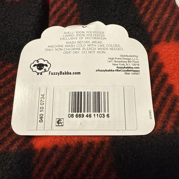 New Fuzzy Babba Men's Slipper Socks Size L/XL (Shoe 10-12) Buffalo Plaid - Picture 4 of 6